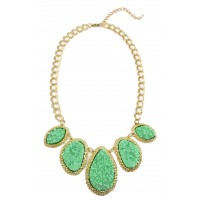 Mint Mojova Geode Druzy Stone Bib Necklace